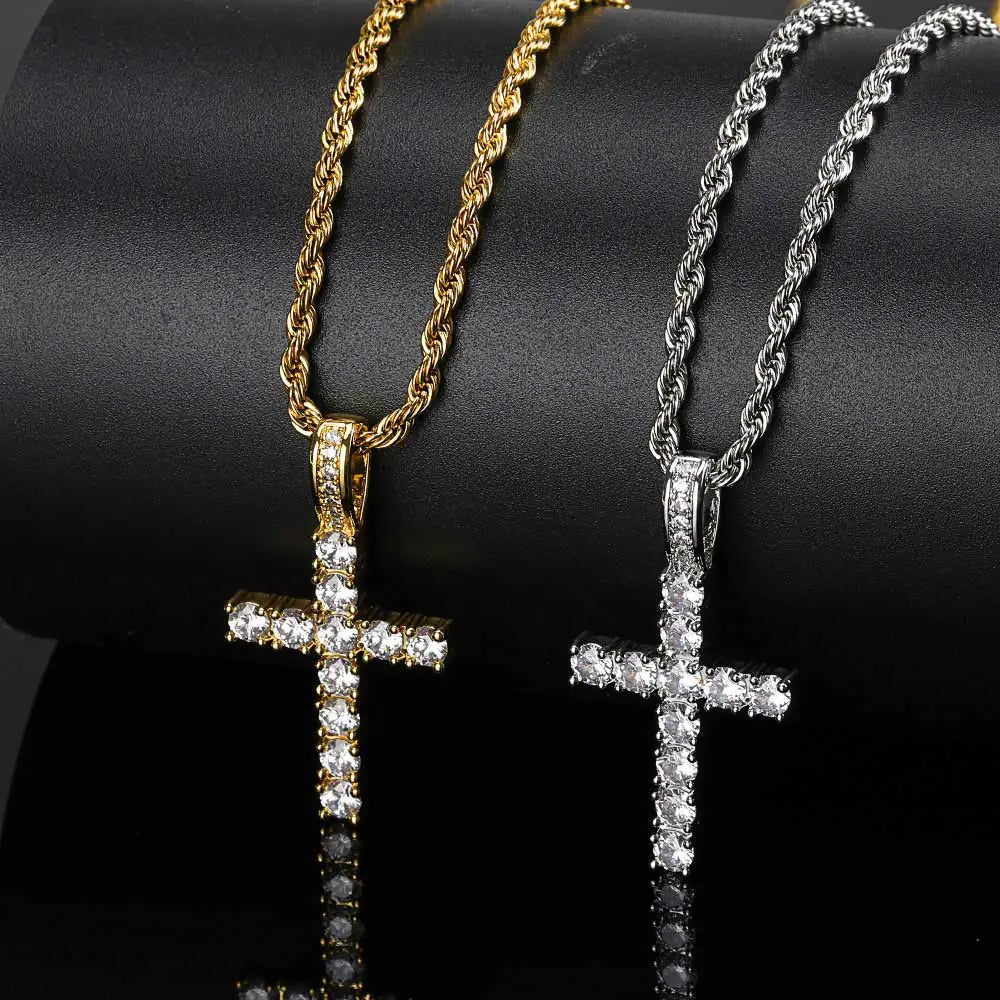 ICED CROSS NECKLACE