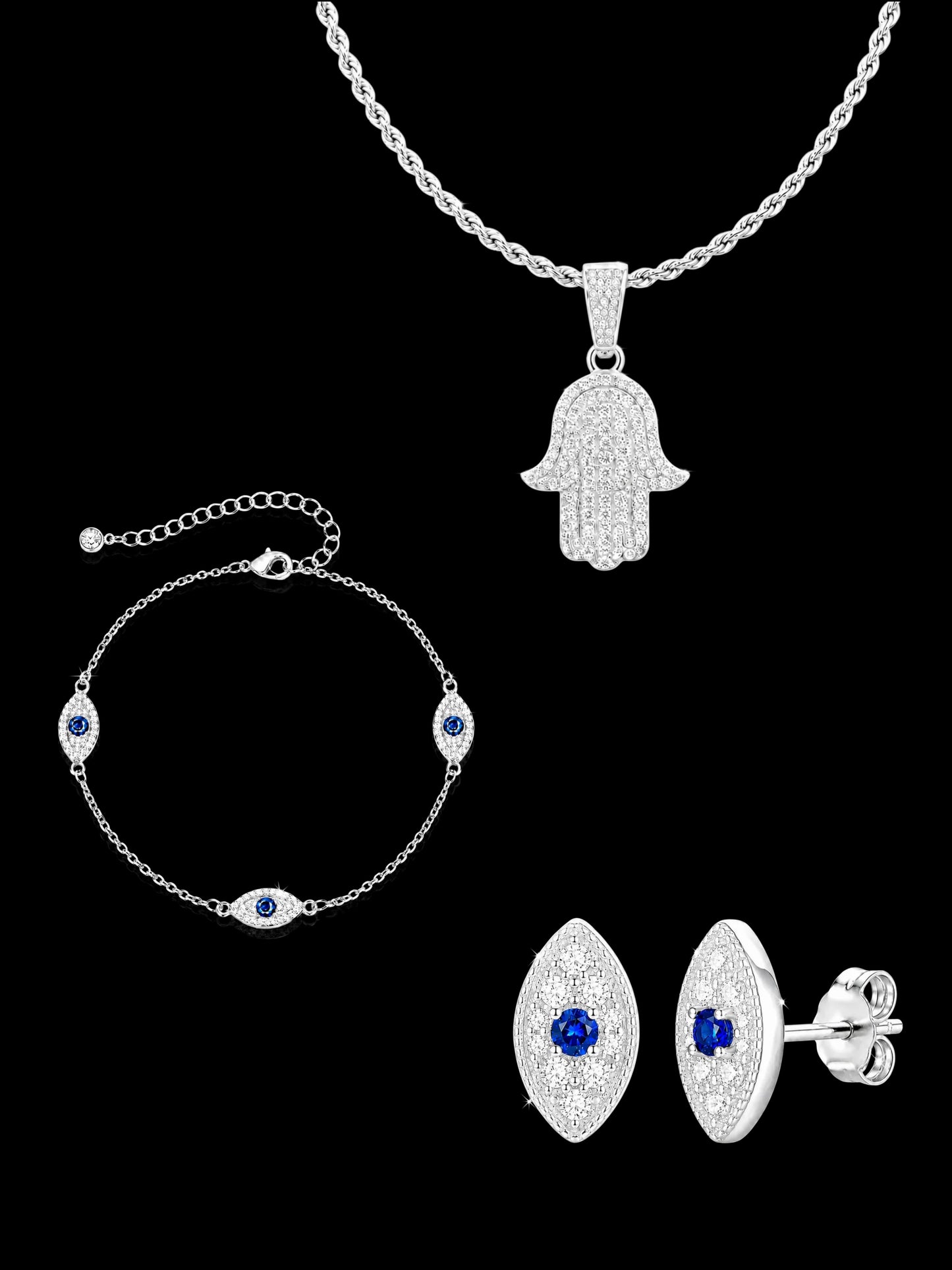 Nazar Set Necklace + Bracelet + Earrings